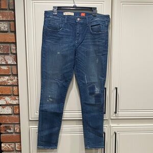 new pilcro and the letterpress patched skinny jeans 32